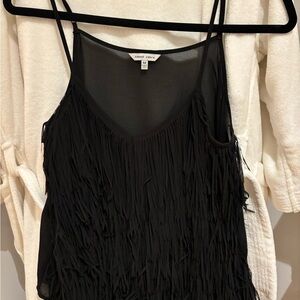 Naked Zebra Black Fringe Camisole with adjustable Spaghetti Straps